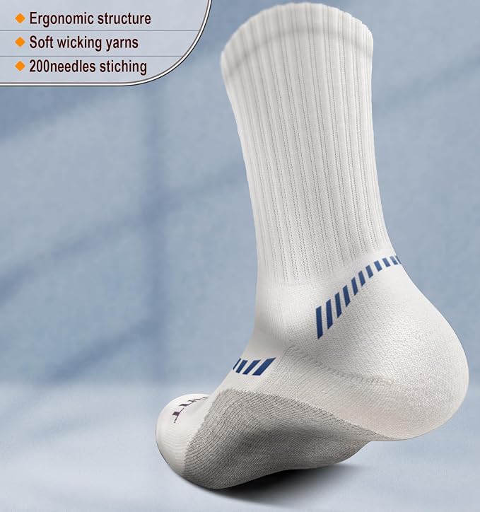 BULLIANT Compression Socks for Men 6Pairs, Athletic Crew Socks Cushioned For - Image 2