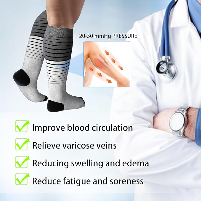 LEVSOX Compression Socks for Pregnant Women 20-30 mmHg Knee High Cute Funny - Image 6