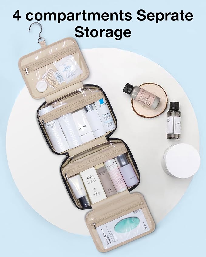 BAGSMART Travel Toiletry Bag Hanging Travel Makeup Organizer Cosmetic Bag - Image 2