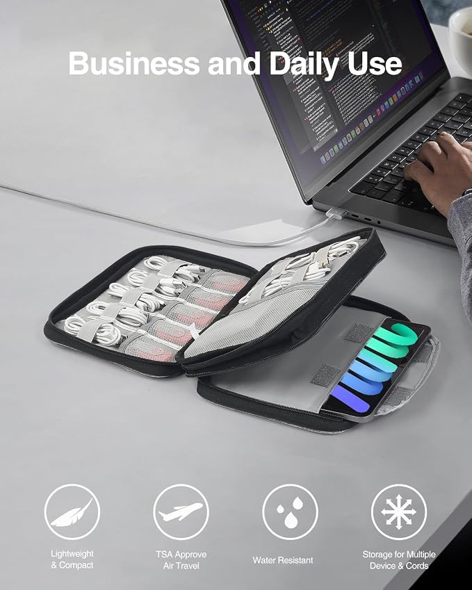 Luxtude Electronics Organizer, Portable Cable Organizer Bag - Image 2