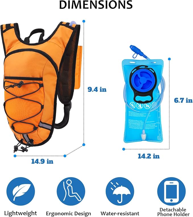 Lightweight Hydration Backpack 2L Water Bladder Pack - Image 2