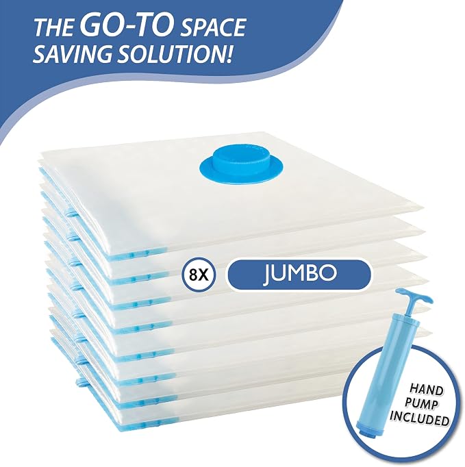 8 Jumbo Vacuum Storage Bags, Space Saver Bags Compression Storage Bags - Image 4