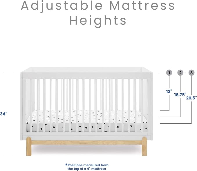 Delta Children Poppy 4-in-1 Convertible Crib, Bianca White/Natural - Image 7