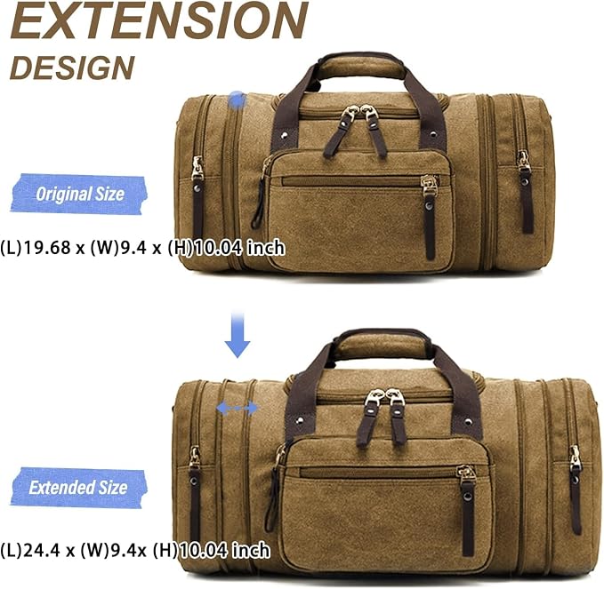 Felipe Varela Duffle Bag for Men, Expandable Canvas Duffel Bag for Travel - Image 2