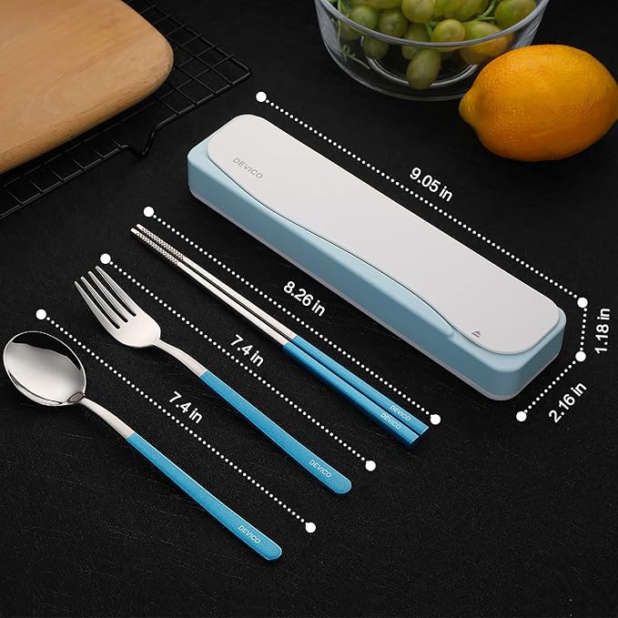DEVICO Travel Utensils With Case, 18/8 Stainless Steel Camping Utensils - Image 3