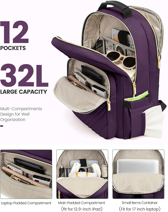LOVEVOOK Laptop Backpack for Women, Travel Computer Work Bags - Image 2