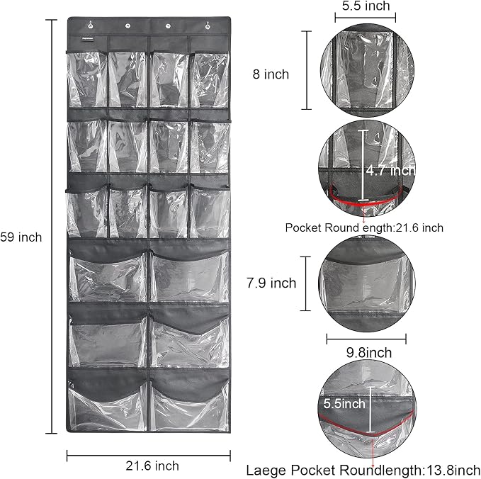 2 Pack Extra Large Hanging Over Door Shoe Organizers, closet shoe organizer - Image 4
