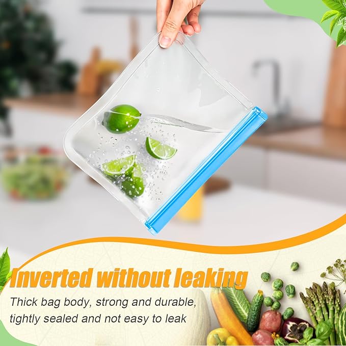30 Pack Reusable Silicone Food Storage Bags, 4 Size Leak proof Dishwasher Safe - Image 4