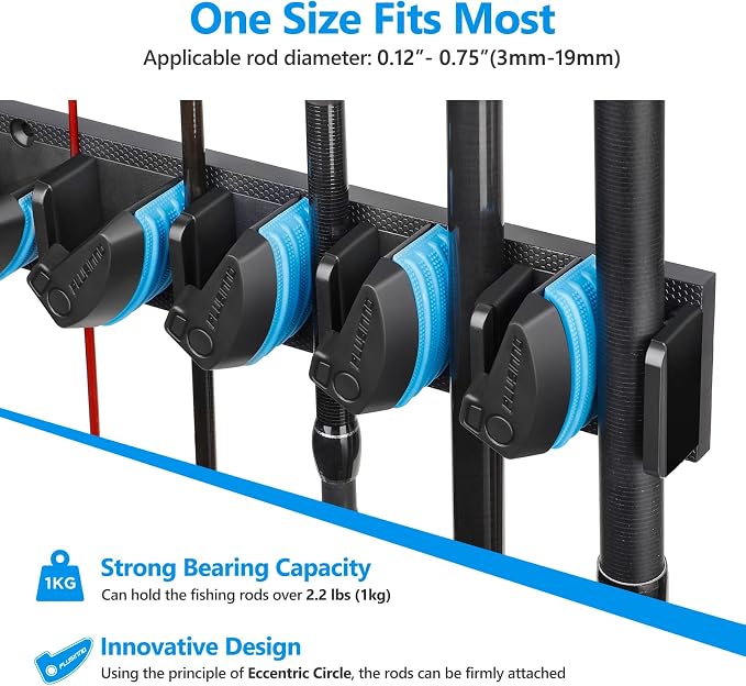 PLUSINNO 4 Pack Vertical Fishing Rod Rack, Wall Mounted Fishing Rod holder - Image 3