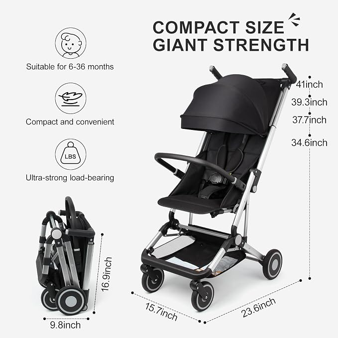 Travel Stroller for Airplane Ultra Compact Umbrella Stroller One-Handed Folding - Image 8