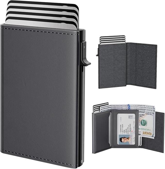 typecase Mens Wallet Card Holder: Pop Up Aluminum Case, Premium Genuine Leather by typecase