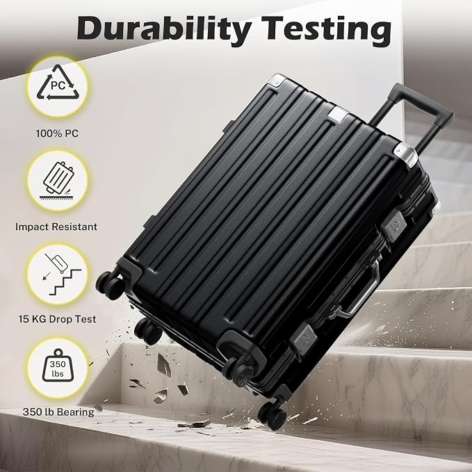 Krute Aluminum Frame Luggage 28 inch Zipperles Suitcase - Image 6