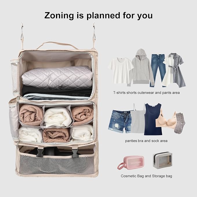 TABITORA Travel Portable Hanging Shelves Closet Organizer Packing Luggage - Image 4