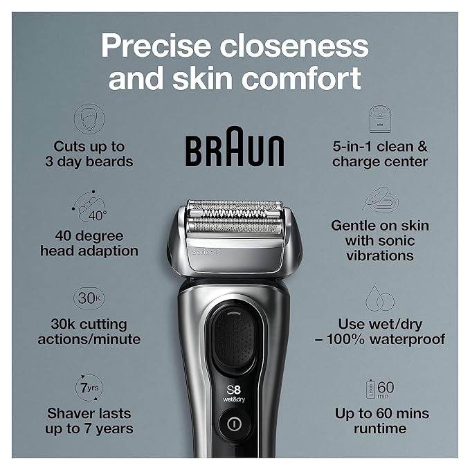 Braun Electric Razor for Men, Series 8 8467cc Electric Foil Shaver - Image 2