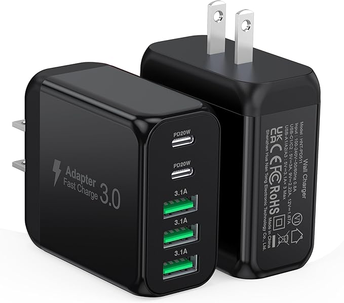 50W USB C Wall Charger Block, 5-Port C Charger Fast Charging Block PD Power by CSODINCE