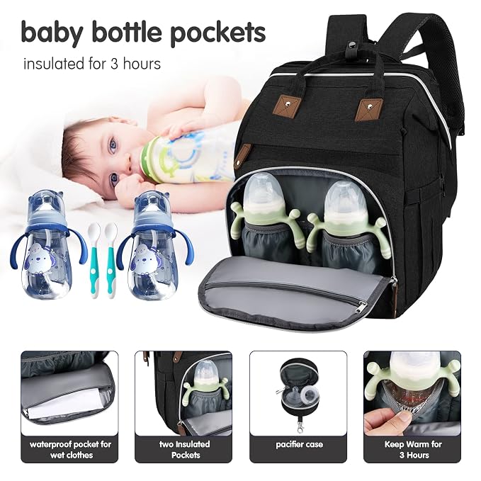 DERJUNSTAR Baby Diaper Bag Backpack, Diaper Changing Station, Baby Bags - Image 3