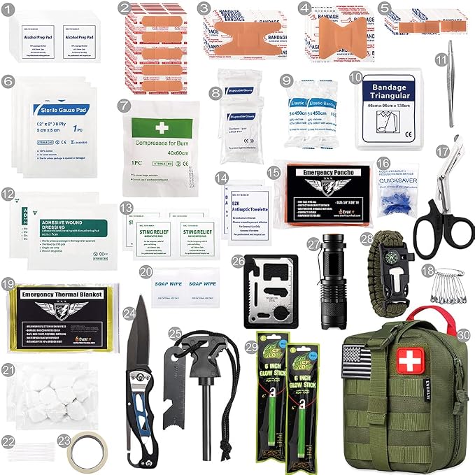 EVERLIT 250 Pieces Survival First Aid Kit IFAK EMT Molle Pouch Survival Kit - Image 3
