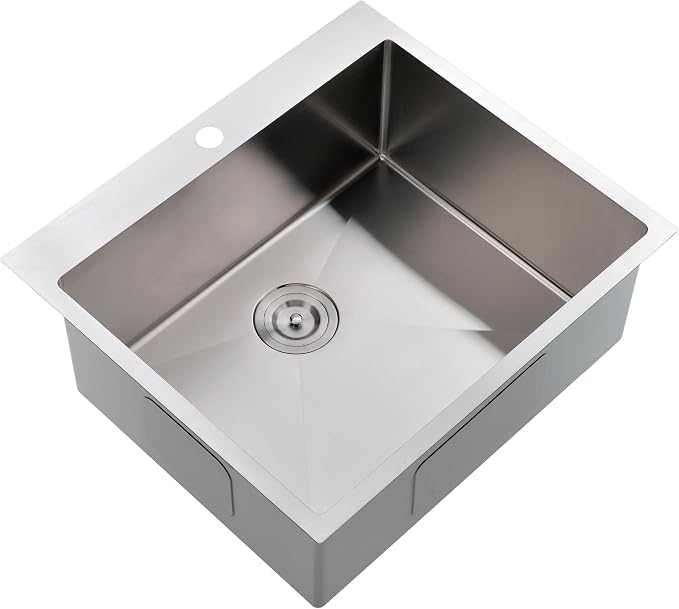 Comllen 25 x 22 Inch Drop In Kitchen Sink, Brushed Nickel Topmount 16 Gauge - Image 2