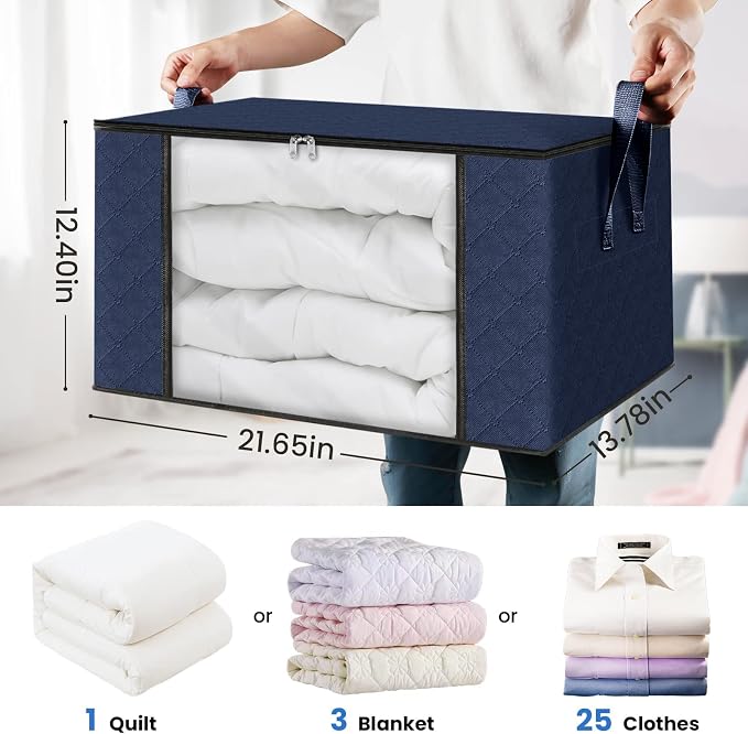 Fab totes 3 Pack Clothes Storage, Foldable Thick Fabric Blanket Storage Bags - Image 2
