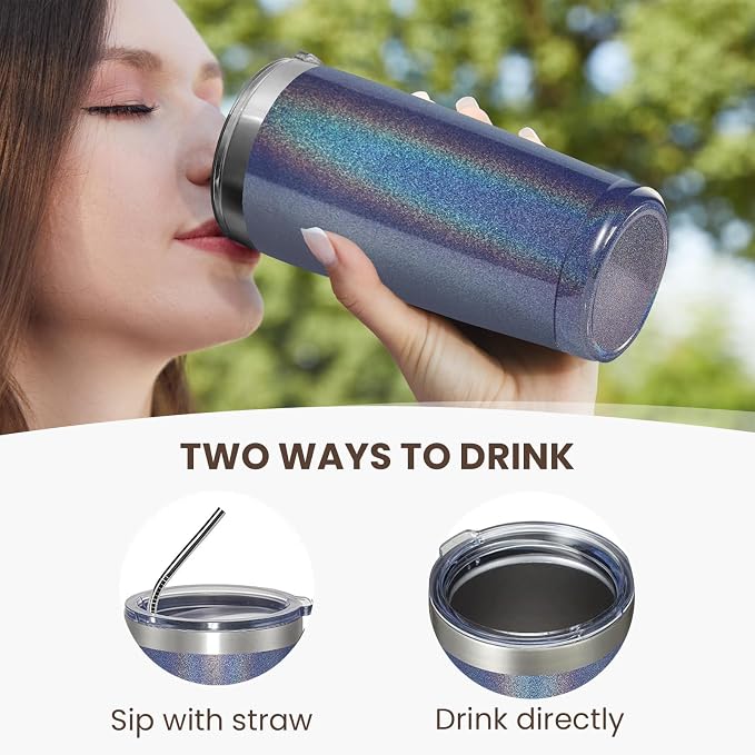 MEWAY 20oz Tumbler 12 Pack Double Wall Vacuum Insulated Travel Glitter Mug Bulk - Image 3