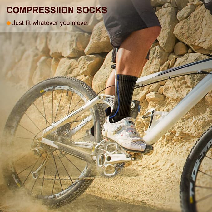 BULLIANT Compression Socks for Men 6Pairs, Athletic Crew Socks Cushioned For - Image 6
