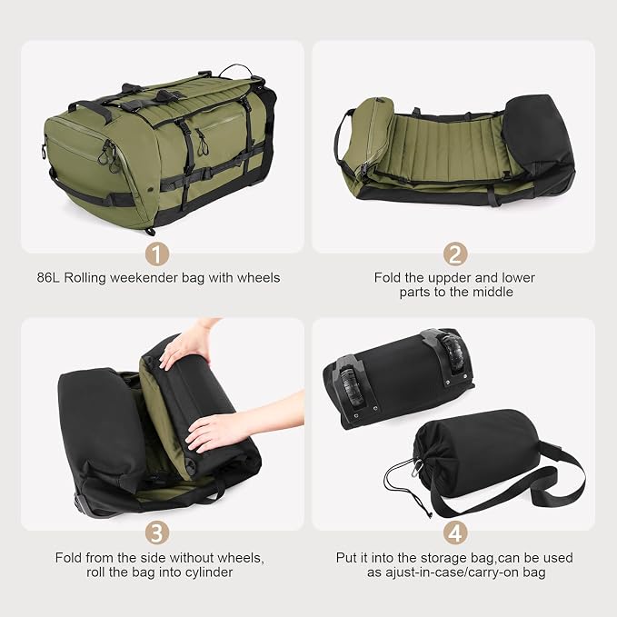 CONTAIL 86L Foldable Wheeled Duffel Backpack - Image 4