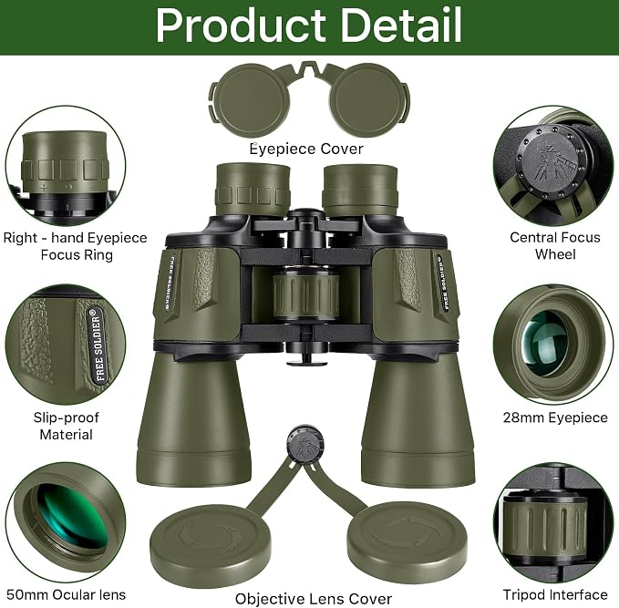 20x50 Hunting Binoculars for Adults High Powered - 28mm Large Eyepiece - Image 9
