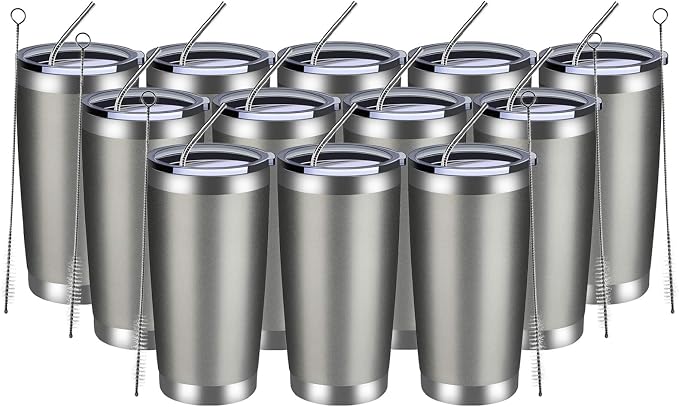 MEWAY 20oz Tumbler 12 Pack Double Wall Vacuum Insulated Travel Mug Bulk by MEWAY