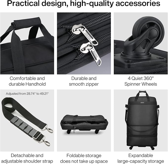 Hanke Suitcases with Wheels Expandable Foldable Luggage Bag Suitcase - Image 4