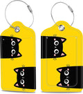 Set of 2 Luggage Tags Two Black Kitten Face Head Leather Suitcases Tag by MSEAANBK