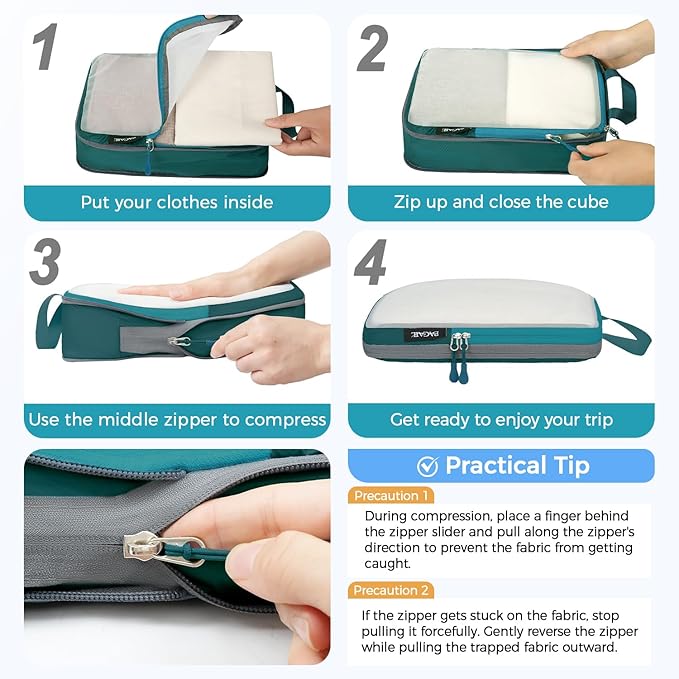 BAGAIL 6 Set Ultralight Compression Packing Cubes Packing Organizer - Image 3