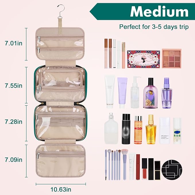 Wedama Toiletry Bag for Women, Medium Cosmetic Travel Bag, Hanging Toiletry Bag - Image 2
