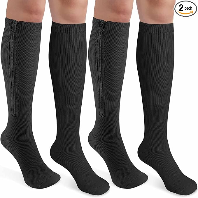 CASMON 2 Pairs Zipper Compression Socks by CASMON