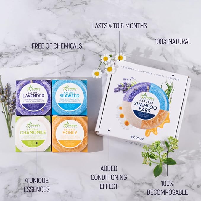 Solid Shampoo Bar And Conditioner Effect Hair Soap – 4 Pack 100% Organic - Image 2