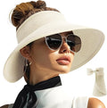 PFFY Sun Hats for Women Straw Beach Hat Packable Foldable Wide Brim Ponytail by Unknown