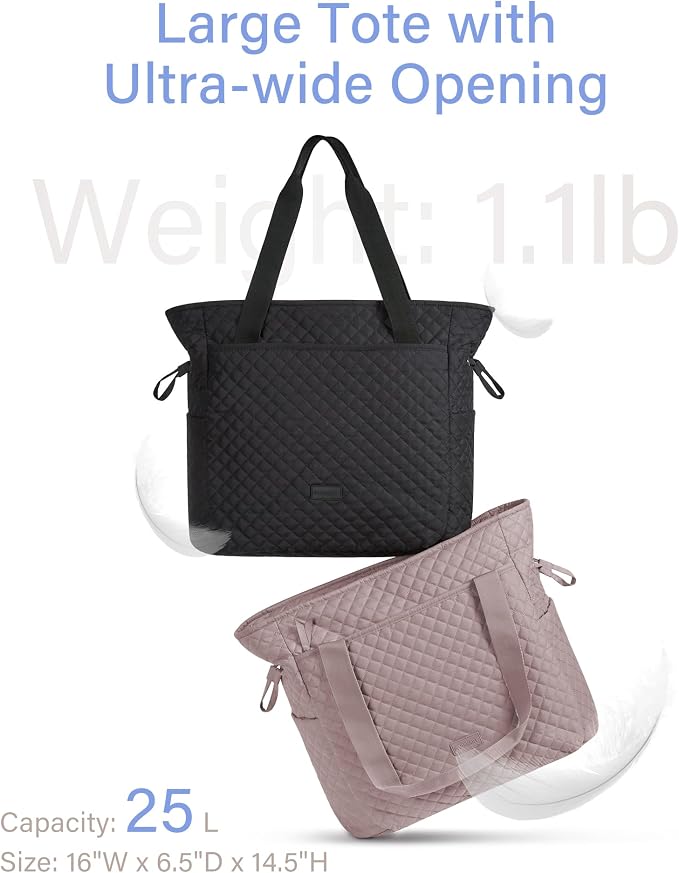 BAGSMART 25L Quilted Tote Bag Large Shoulder Bag - Image 5
