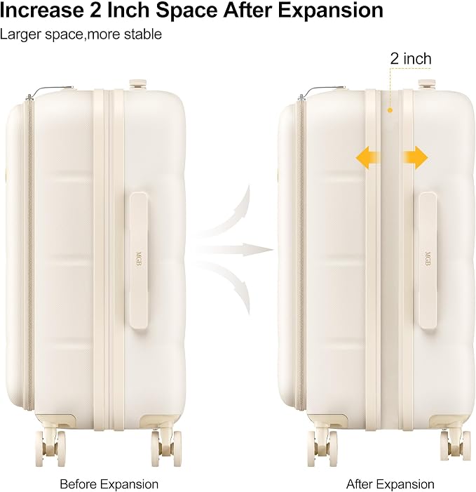 MGB 20 Inch Expandable Carry On Luggage - Image 4