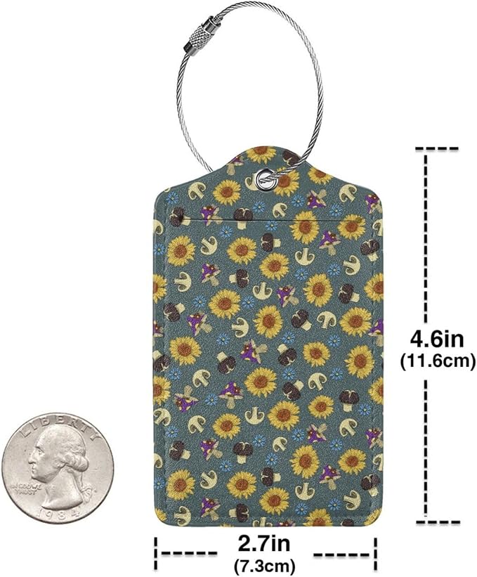 Sewant Mushrooms Leather Luggage Tag - Image 4