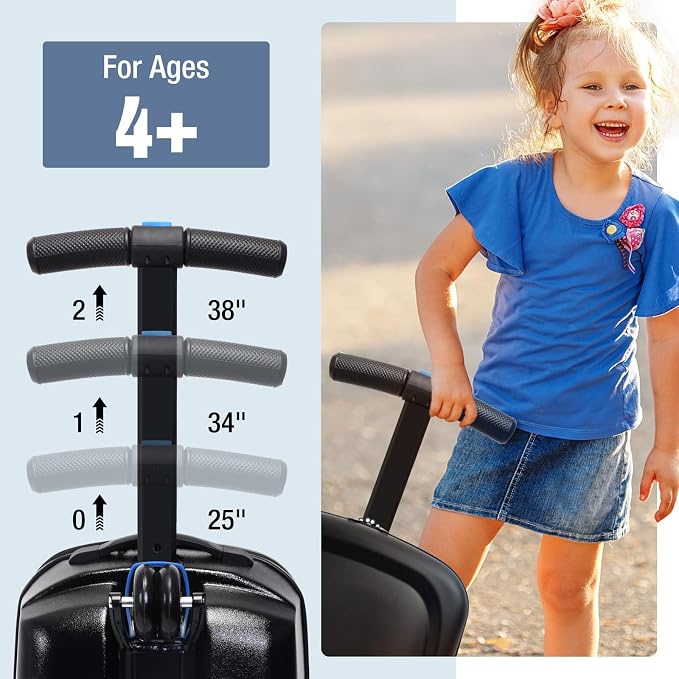20" Scooter Suitcase for Kids, 2-in-1 Ride On Luggage - Image 4