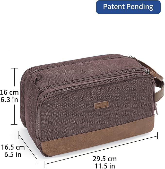 WANDF Toiletry Bag for Men Travel Toiletry Organizer Canvas and Leather Dopp - Image 8