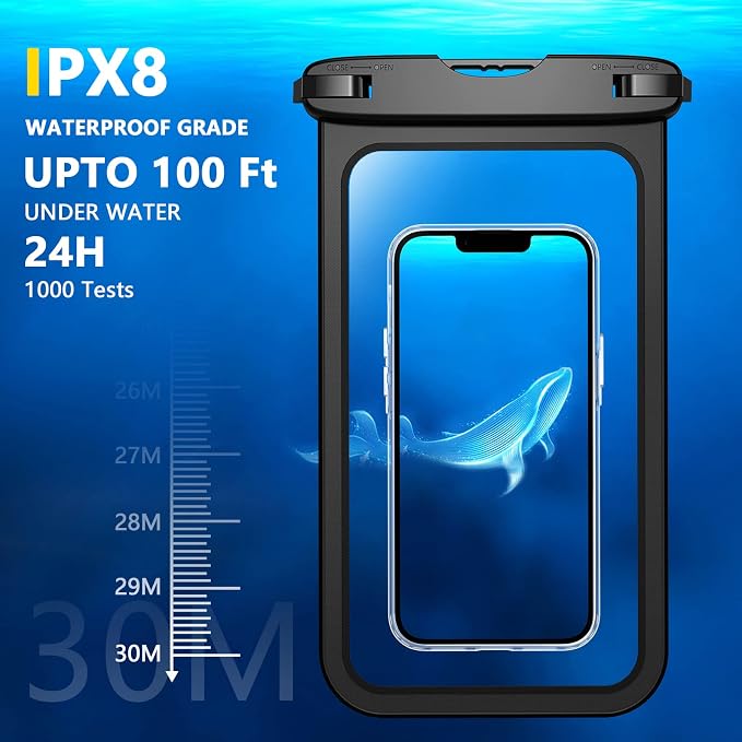 Temdan 2 Pcs Waterproof Phone Pouch, Universal IPX8 Waterproof Cell Phone Case - Image 3