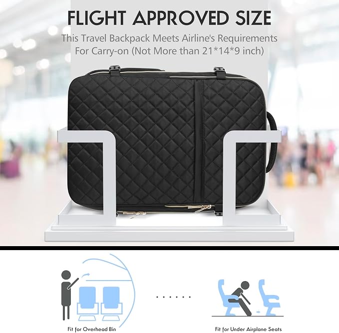 MOMUVO Large Travel Backpack Women, Flight Approved Carry On Backpack, Water - Image 9