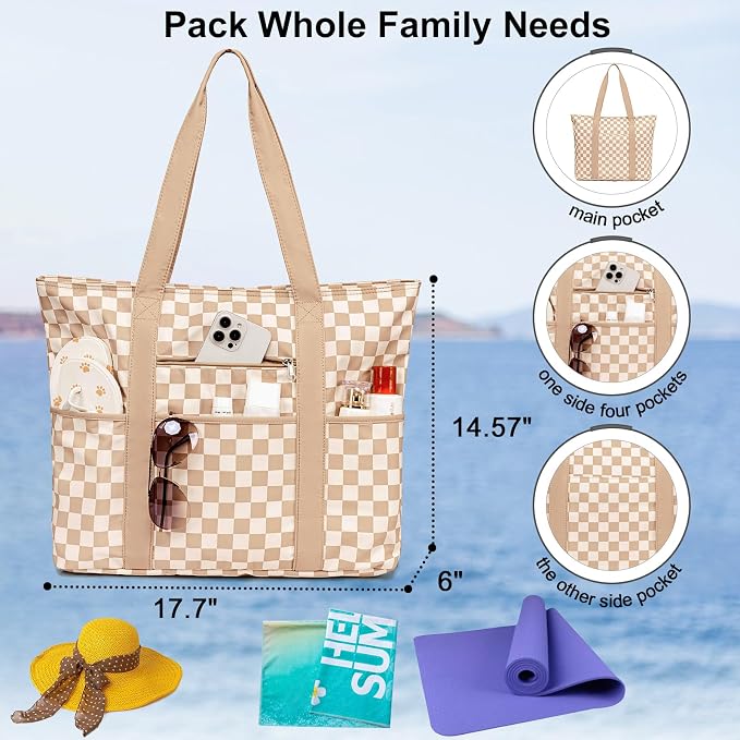 LEDAOU Beach Bags for Women, Beach Bags Waterproof Sandproof, Packable Beach - Image 2