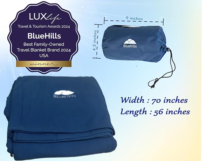 BlueHills Ultra Compact Travel Blanket 2 Pack Large Soft Cozy Portable Blanket - Image 5