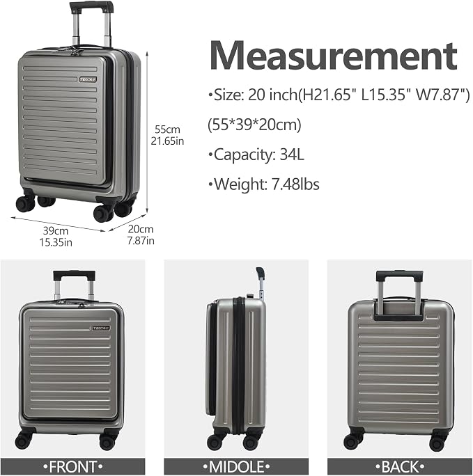 TydeCkare 20 Inch Carry On Luggage - Image 4