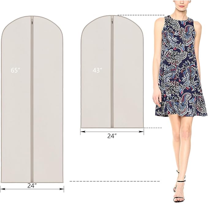 Zilink 65'' Dress Bags for Gowns Long Clear Garment Bags for Hanging Clothes - Image 6