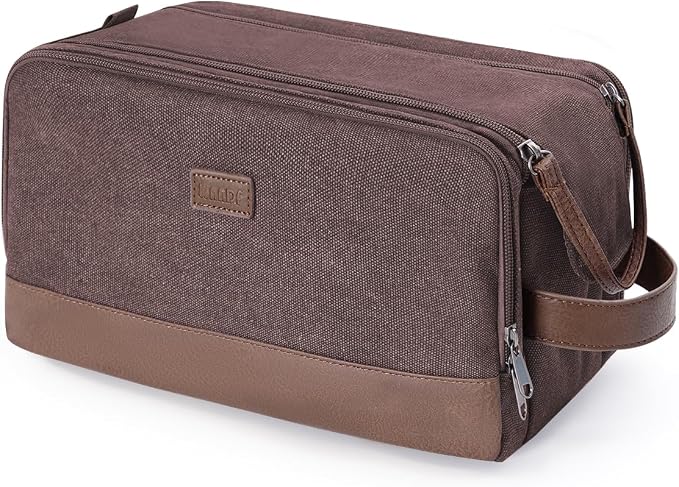 WANDF Toiletry Bag for Men Travel Toiletry Organizer Canvas and Leather Dopp by WANDF