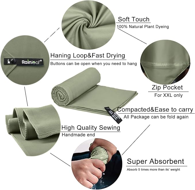 Rainleaf Microfiber Towel Perfect Travel & Gym & Camping Towel. Quick Dry - Image 3