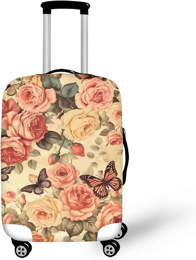 Pink Butterfly Suitcase Covers for Luggage Universal Fit 22-25 Inch Luggage by Dremagia