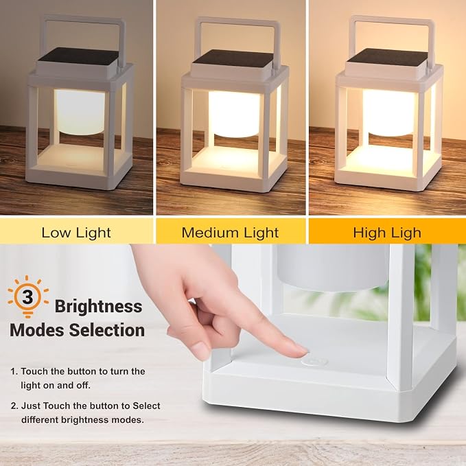 LETRY Outdoor Table Lamp, 3-Level Brightness LED Nightstand Lantern, Portable - Image 3